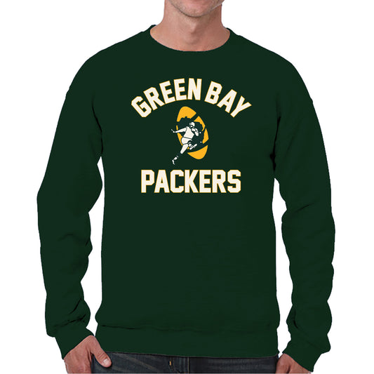 Green Bay Packers NFL Adult Unisex Retro Gameday Ultra Soft Fleece Crewneck Sweatshirt - Forest Green