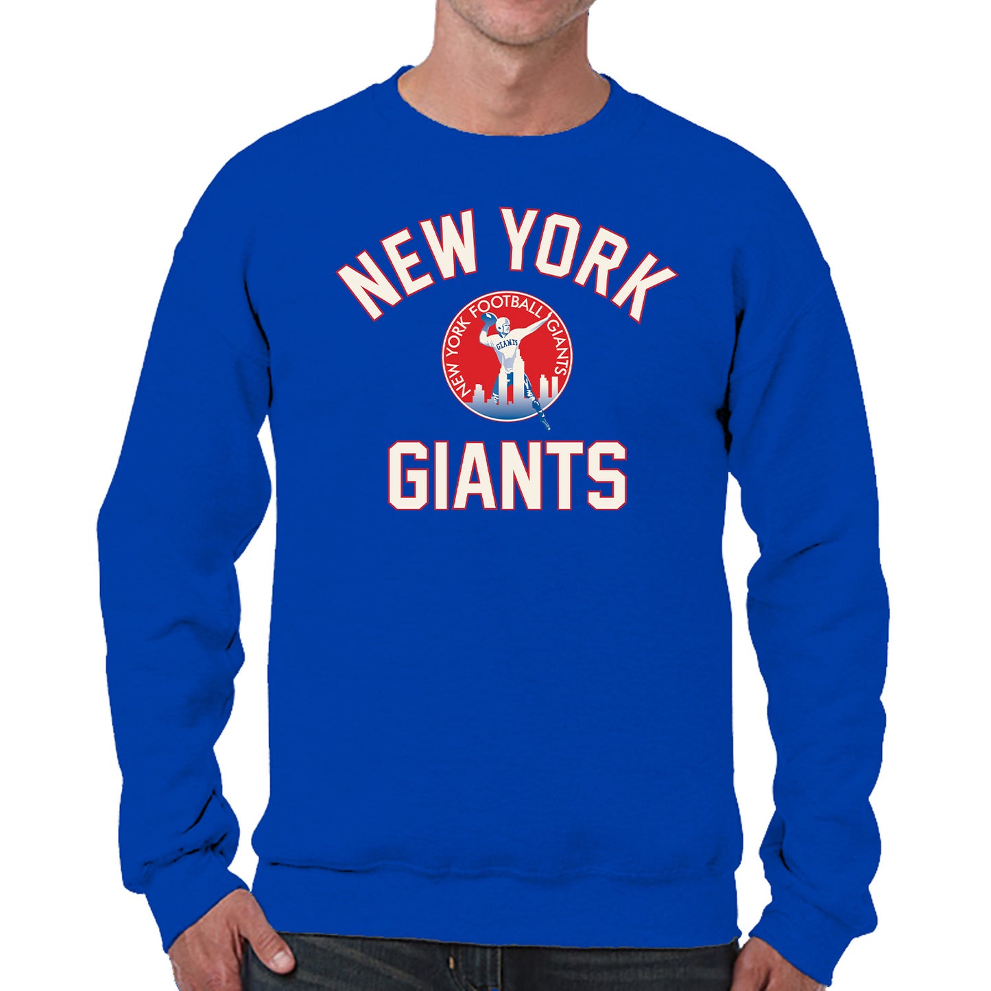 New York Giants NFL Adult Unisex Retro Gameday Ultra Soft Fleece Crewneck Sweatshirt - Royal