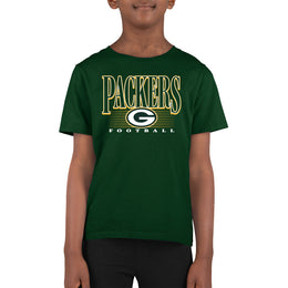 Green Bay Packers NFL Youth Overtime Blueprint Football T-Shirt Unisex Tag Free Comfortable - Forest Green