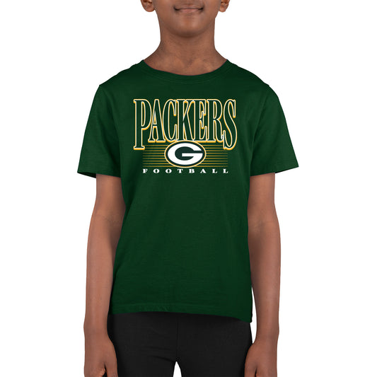 Green Bay Packers NFL Youth Overtime Blueprint Football T-Shirt Unisex Tag Free Comfortable - Forest Green