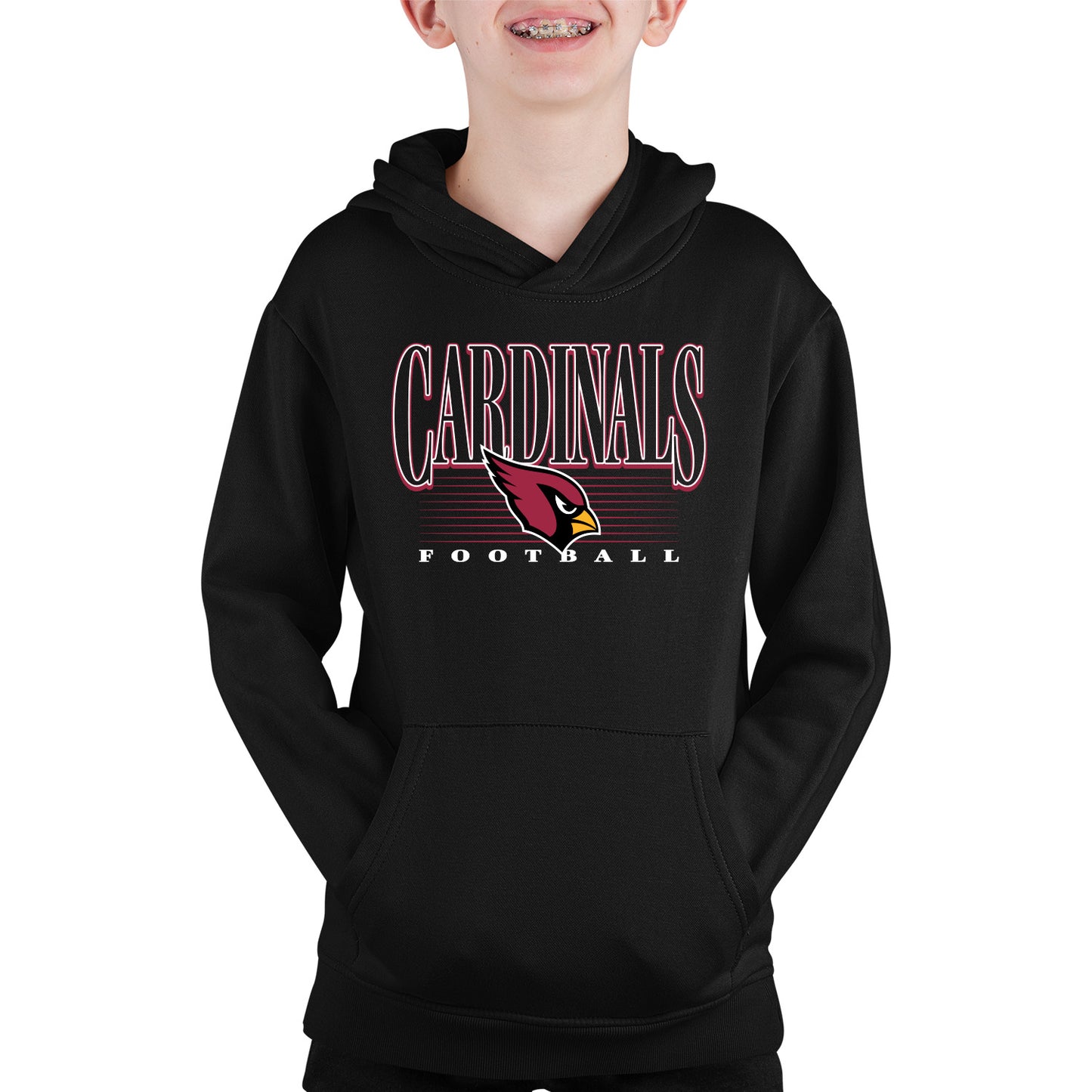 Arizona Cardinals NFL Youth Overtime Blueprint Football Fleece Hooded Sweatshirt - Black