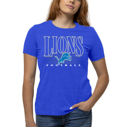 Detroit Lions NFL Womens Overtime Blueprint Tag-Less T-Shirt - Royal