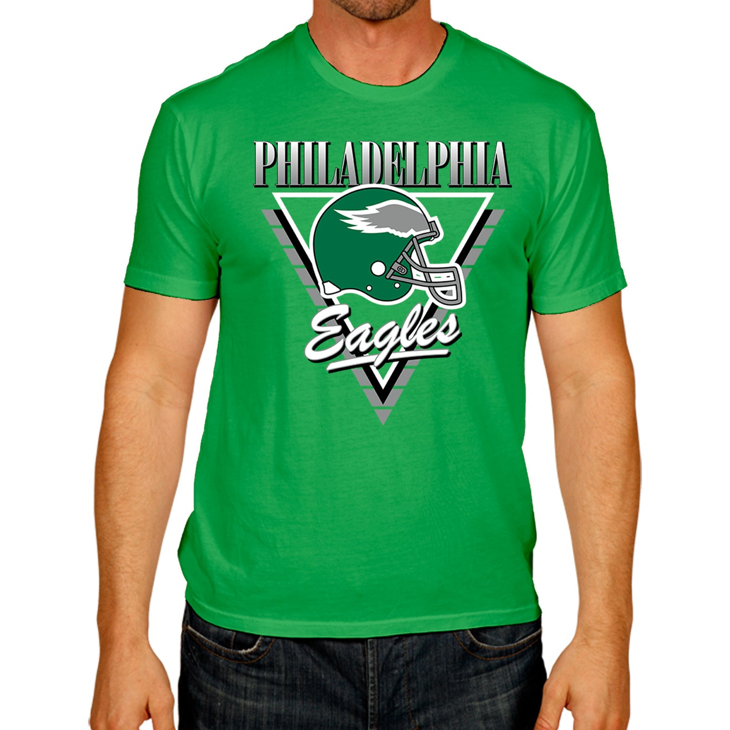 Philadelphia Eagles NFL Adult Retro Triangle Unisex T-Shirt - Kelly Green