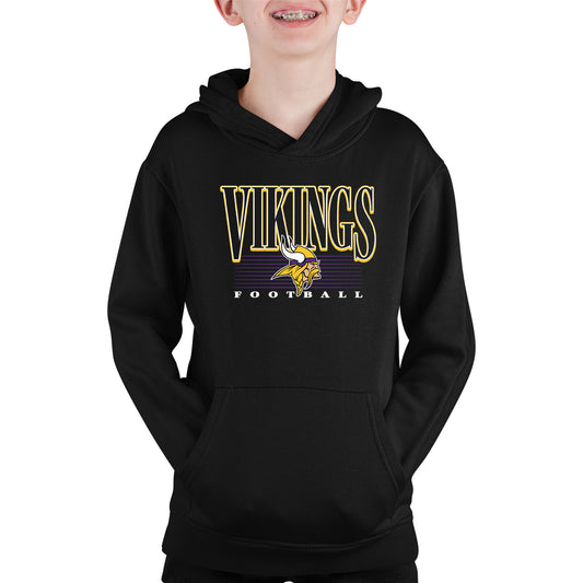 Minnesota Vikings NFL Youth Overtime Blueprint Football Fleece Hooded Sweatshirt - Black