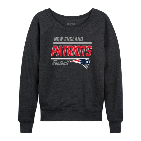 New England Patriots NFL Womens Crew Neck Light Weight - Heather Charcoal