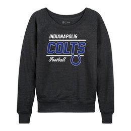 Indianapolis Colts NFL Womens Gameday French Terry Slouchy Top- Raglan Sleeves - Heather Charcoal