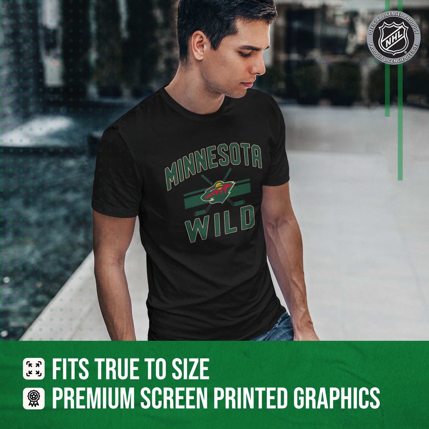 Minnesota Wild NHL Adult Faceoff Tag-Less T-Shirt - Black