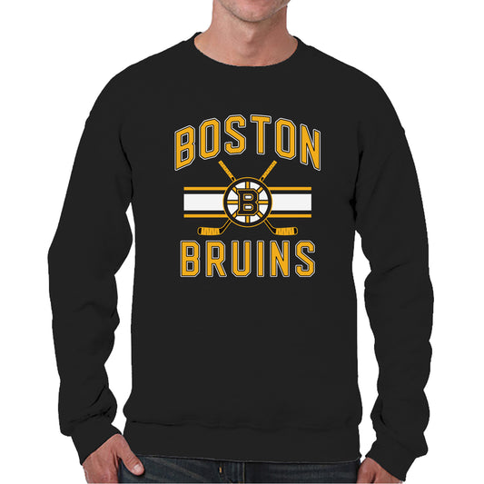 Boston  Bruins Adult NHL Faceoff Hockey Fleece Crewneck Sweatshirt - Black