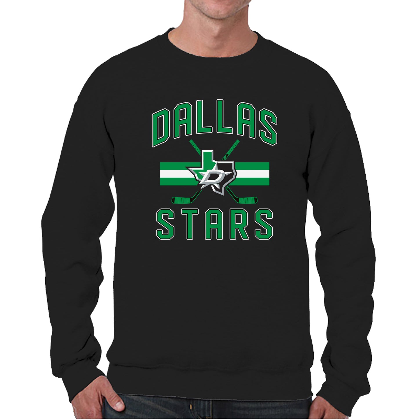 Dallas Stars Adult NHL Faceoff Hockey Fleece Crewneck Sweatshirt - Black