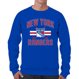 New York Rangers Adult NHL Faceoff Hockey Fleece Crewneck Sweatshirt - Royal