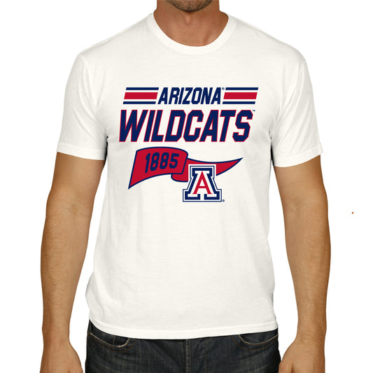Arizona Wildcats NCAA Adult Unisex Varsity Club Pennant T-Shirt Tag-Less - Off White