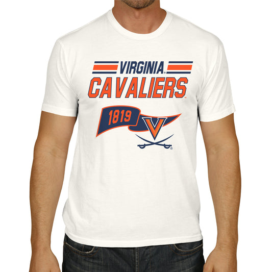 Virginia Cavaliers NCAA Adult Unisex Varsity Club Pennant T-Shirt Tag-Less - Off White