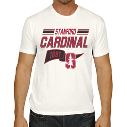 Stanford Cardinal NCAA Adult Unisex Varsity Club Pennant T-Shirt Tag-Less - Off White