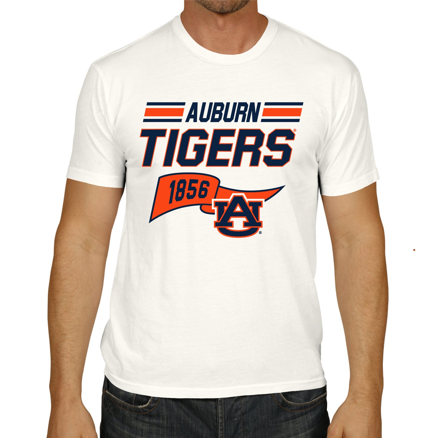 Auburn Tigers NCAA Adult Unisex Varsity Club Pennant T-Shirt Tag-Less - Off White