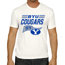 BYU Cougars NCAA Adult Unisex Varsity Club Pennant T-Shirt Tag-Less - Off White