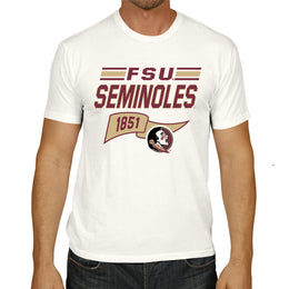 Florida State Seminoles NCAA Adult Unisex Varsity Club Pennant T-Shirt Tag-Less - Off White