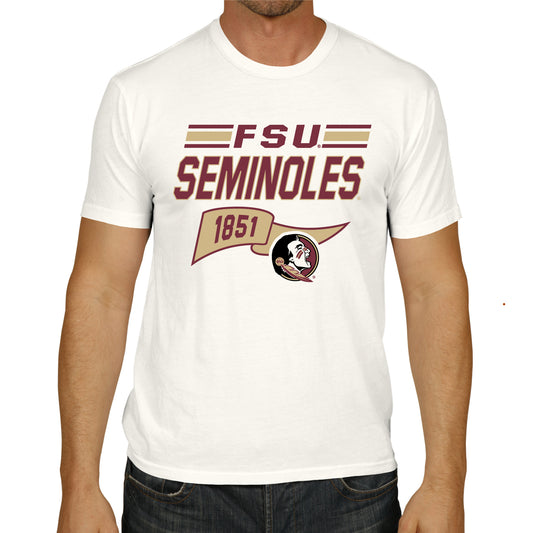 Florida State Seminoles NCAA Adult Unisex Varsity Club Pennant T-Shirt Tag-Less - Off White