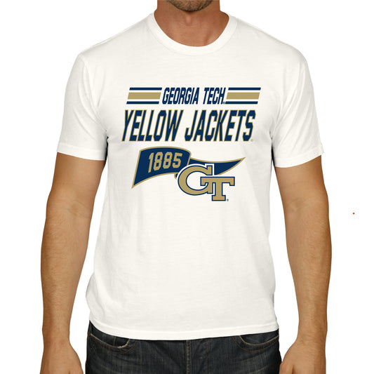 Georgia Tech Yellowjackets NCAA Adult Unisex Varsity Club Pennant T-Shirt Tag-Less - Off White