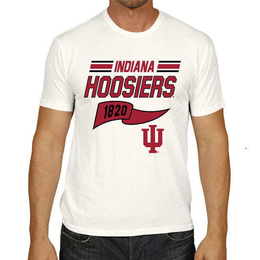Indiana Hoosiers NCAA Adult Unisex Varsity Club Pennant T-Shirt Tag-Less - Off White