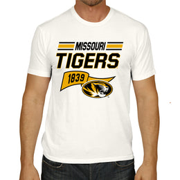 Missouri Tigers NCAA Adult Unisex Varsity Club Pennant T-Shirt Tag-Less - Off White