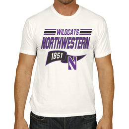 Northwestern Wildcats NCAA Adult Unisex Varsity Club Pennant T-Shirt Tag-Less - Off White