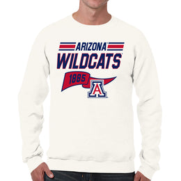 Arizona Wildcats NCAA Adult Unisex Varsity Club Pennant Crewneck Fleece Sweatshirt - Off White