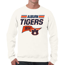 Auburn Tigers NCAA Adult Unisex Varsity Club Pennant Crewneck Fleece Sweatshirt - Off White
