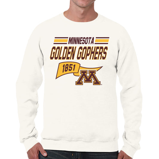 Minnesota Golden Gophers NCAA Adult Unisex Varsity Club Pennant Crewneck Fleece Sweatshirt - Off White