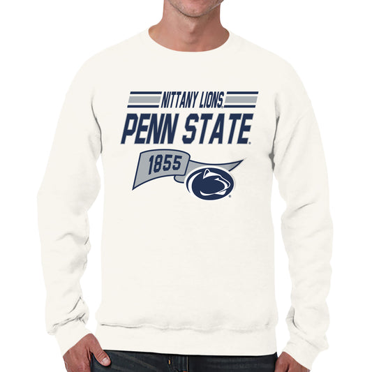 Penn State Nittany Lions NCAA Adult Unisex Varsity Club Pennant Crewneck Fleece Sweatshirt - Off White