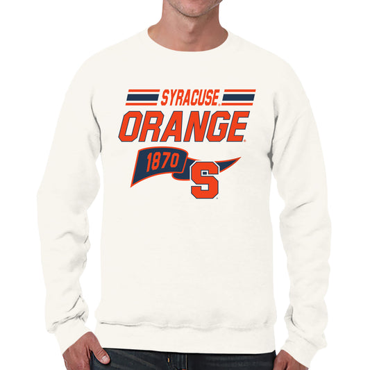 Syracuse Orange NCAA Adult Unisex Varsity Club Pennant Crewneck Fleece Sweatshirt - Off White
