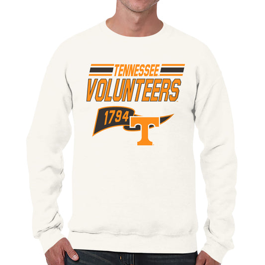Tennessee Volunteers NCAA Adult Unisex Varsity Club Pennant Crewneck Fleece Sweatshirt - Off White