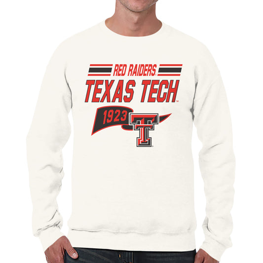 Texas Tech Red Raiders NCAA Adult Unisex Varsity Club Pennant Crewneck Fleece Sweatshirt - Off White
