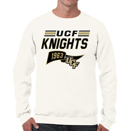 Central Florida Knights NCAA Adult Unisex Varsity Club Pennant Crewneck Fleece Sweatshirt - Off White
