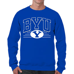 BYU Cougars NCAA Adult Unisex Overtime Classics Crewneck Fleece Sweatshirt - Royal
