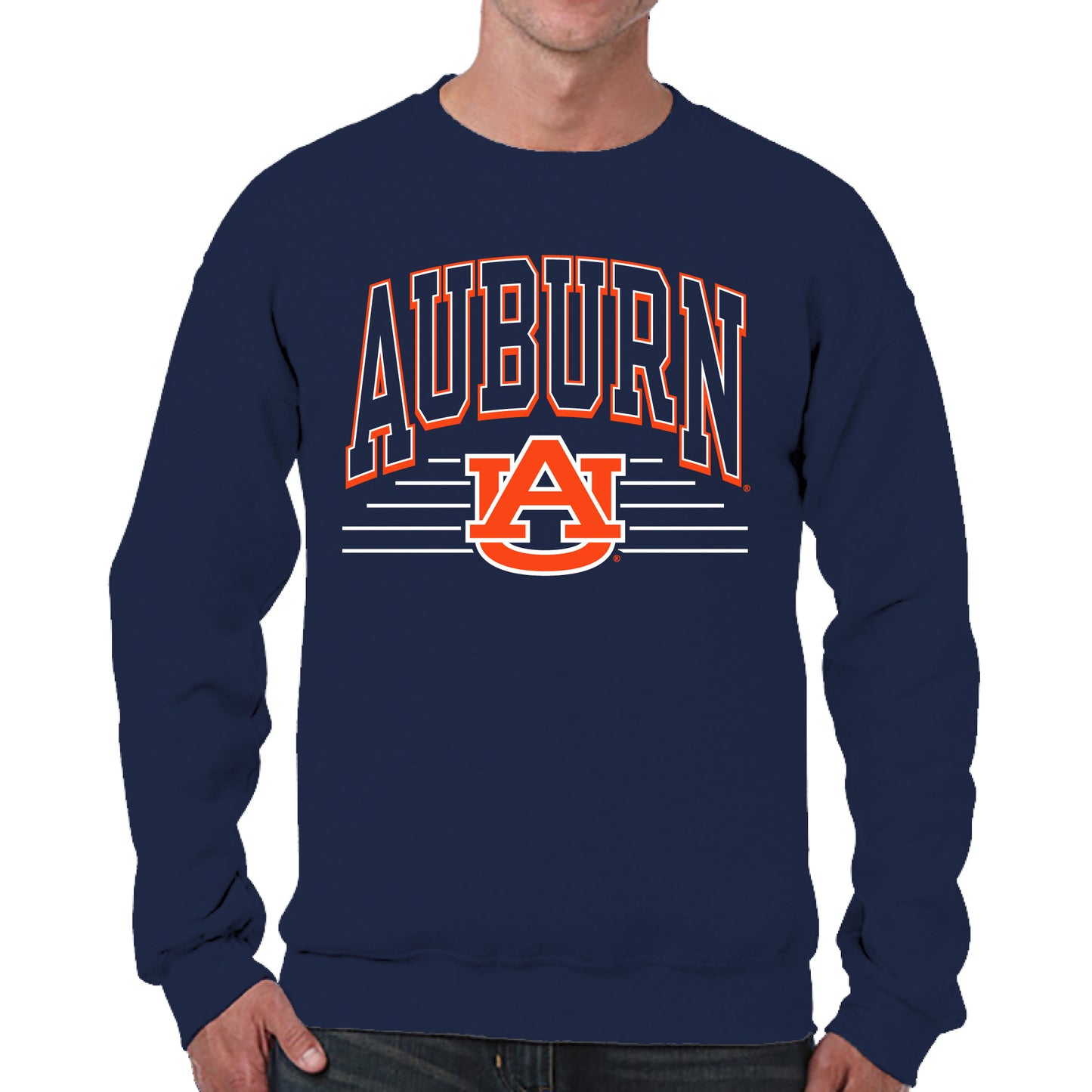 Auburn Tigers NCAA Adult Unisex Overtime Classics Crewneck Fleece Sweatshirt - Navy