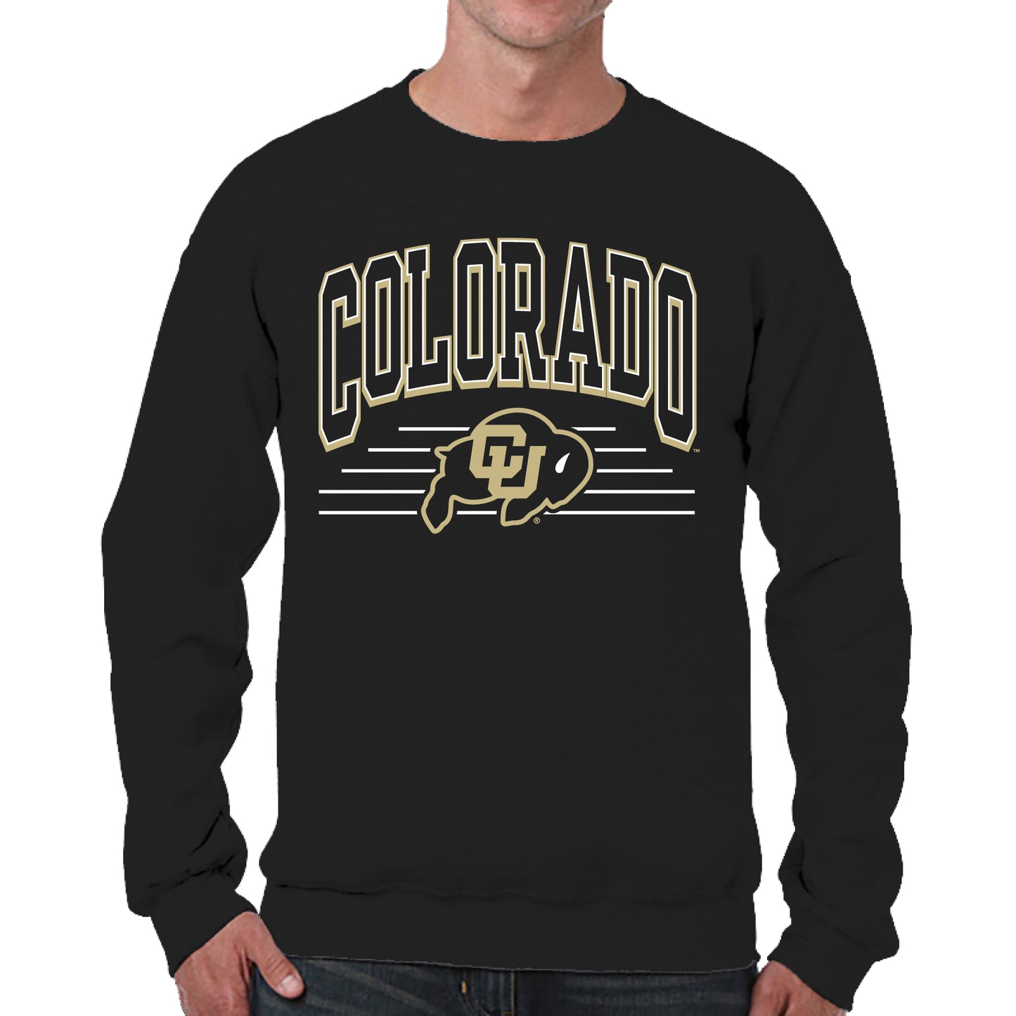 Colorado Buffaloes NCAA Adult Unisex Overtime Classics Crewneck Fleece Sweatshirt - Black