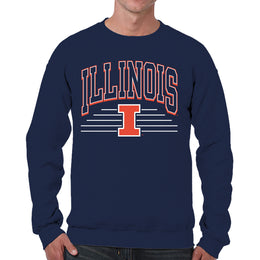 Illinois Fighting Illini NCAA Adult Unisex Overtime Classics Crewneck Fleece Sweatshirt - Navy