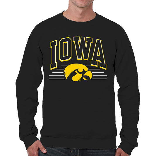 Iowa Hawkeyes NCAA Adult Unisex Overtime Classics Crewneck Fleece Sweatshirt - Black