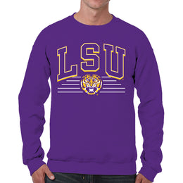 LSU Tigers NCAA Adult Unisex Overtime Classics Crewneck Fleece Sweatshirt - Purple