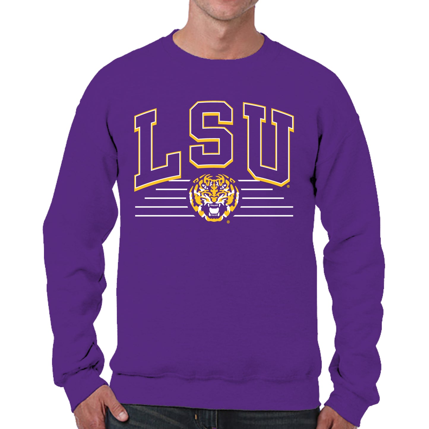 LSU Tigers NCAA Adult Unisex Overtime Classics Crewneck Fleece Sweatshirt - Purple