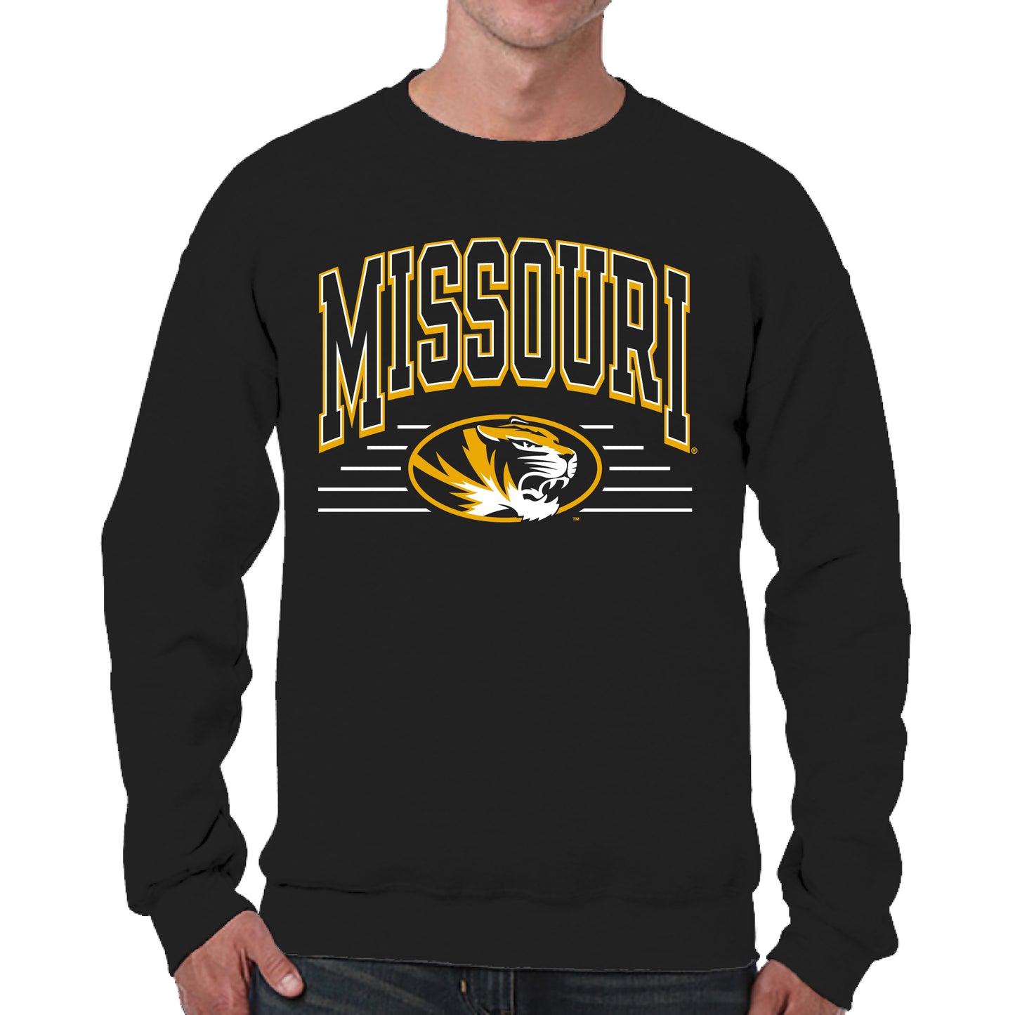 Missouri Tigers NCAA Adult Unisex Overtime Classics Crewneck Fleece Sweatshirt - Black