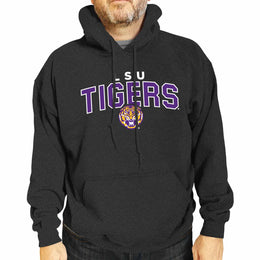 LSU Tigers NCAA Adult Unisex Starting Fresh Heathered Hooded Fleece Sweatshirt - Black Heather