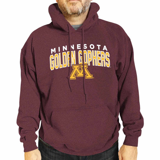 Minnesota Golden Gophers NCAA Adult Unisex Starting Fresh Heathered Hooded Fleece Sweatshirt - Maroon Heather