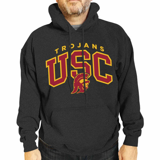 USC Trojans NCAA Adult Unisex Starting Fresh Heathered Hooded Fleece Sweatshirt - Black Heather