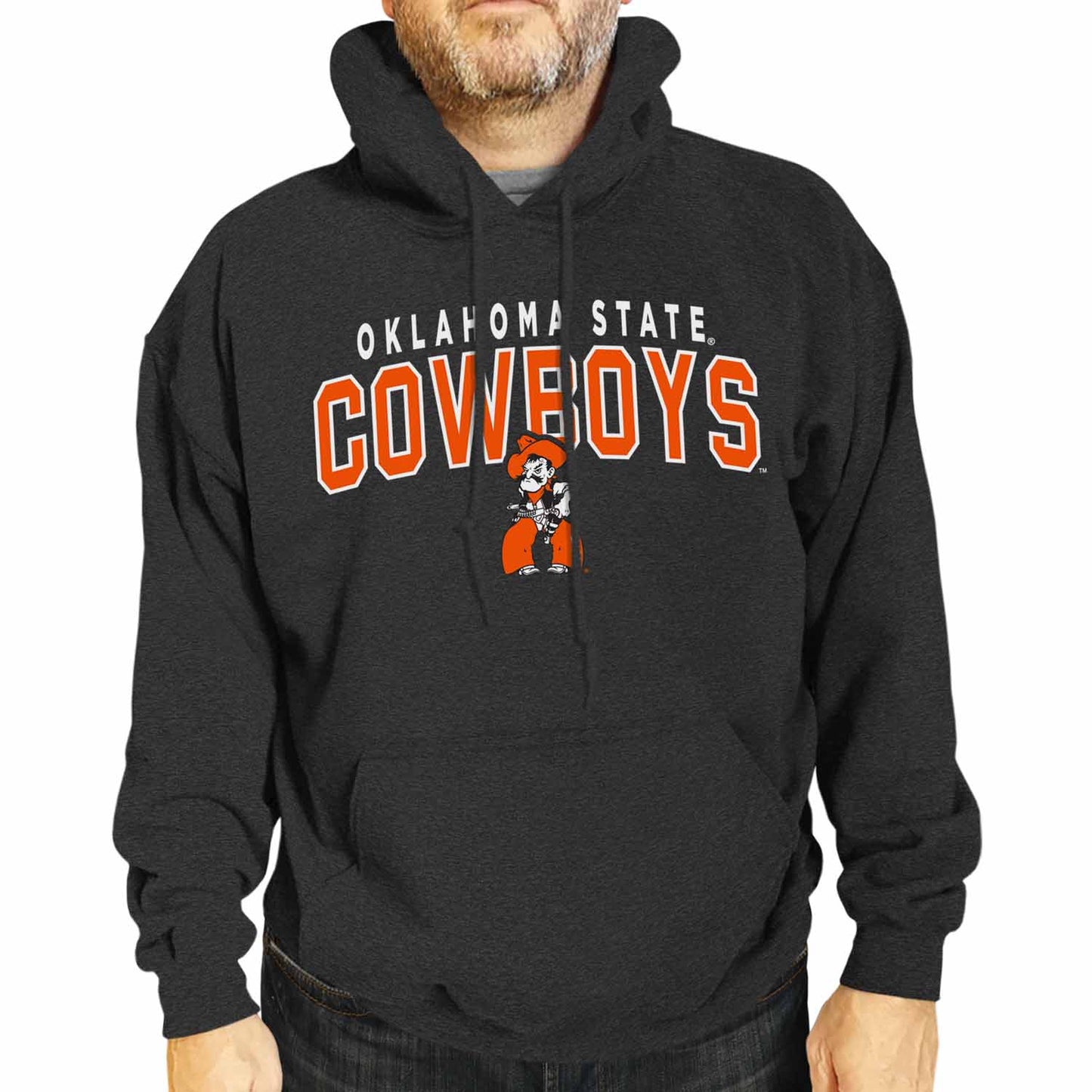 Oklahoma State Cowboys NCAA Adult Unisex Starting Fresh Heathered Hooded Fleece Sweatshirt - Black Heather