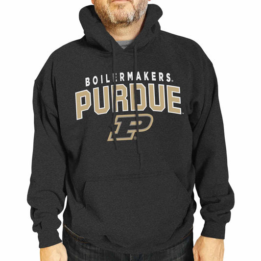 Purdue Boilermakers NCAA Adult Unisex Starting Fresh Heathered Hooded Fleece Sweatshirt - Black Heather