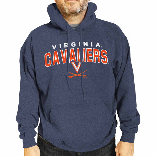 Virginia Cavaliers NCAA Adult Unisex Starting Fresh Heathered Hooded Fleece Sweatshirt - Navy Heather