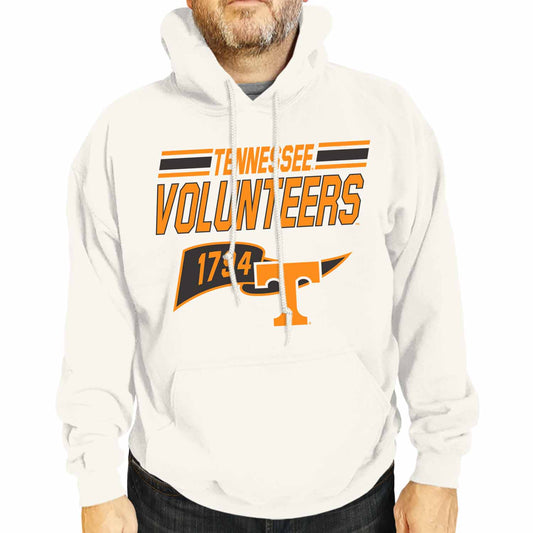 Tennessee Volunteers NCAA Adult Unisex Varsity Club Pennant Hooded Fleece Sweatshirt - Off White