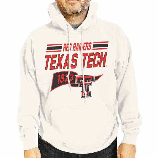 Texas Tech Red Raiders NCAA Adult Unisex Varsity Club Pennant Hooded Fleece Sweatshirt - Off White