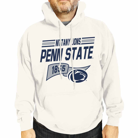 Penn State Nittany Lions NCAA Adult Unisex Varsity Club Pennant Hooded Fleece Sweatshirt - Off White